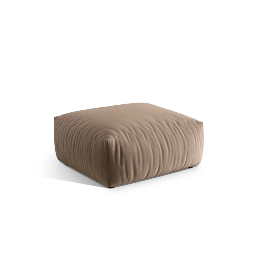 Chris Pouf in Leinenoptik aus Samt (CasTau) in Light Brown, 85x100 cm – Bild 3
