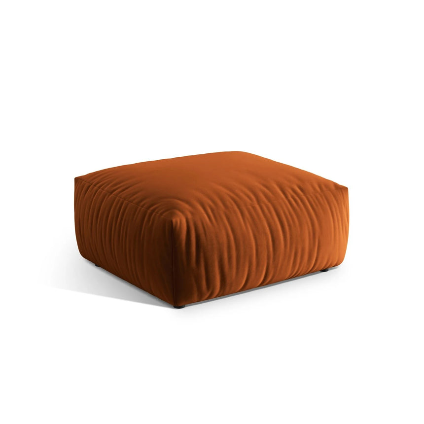 Chris Pouf in Leinenoptik aus Samt (CasTerr) in Terrakotta, 100x100 cm – Bild 3