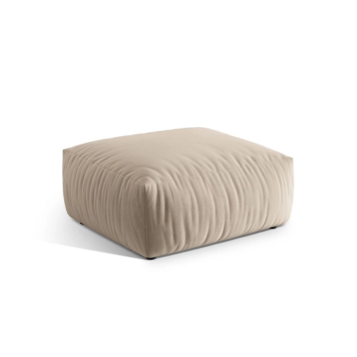 Chris Pouf in Leinenoptik aus Samt oder Strukturstoff, 100x100 cm – Bild 3