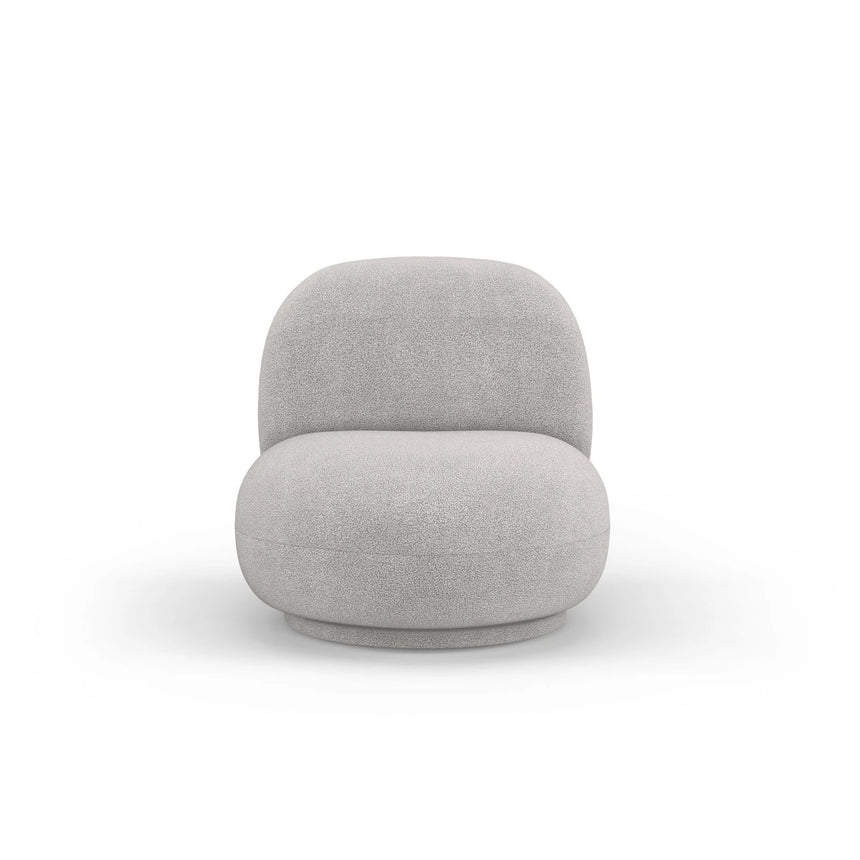 Chuck Sessel, drehbar, mit Bezug aus Boucle (NoN83) in Hellgrau, 78x77 cm – Bild 1