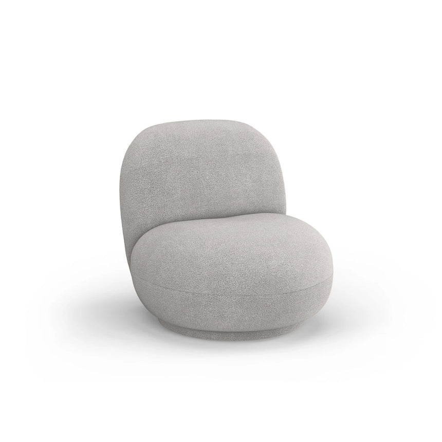 Chuck Sessel, drehbar, mit Bezug aus Boucle (NoN83) in Hellgrau, 78x77 cm – Bild 4