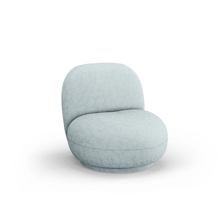 Chuck Sessel, drehbar, mit Bezug aus Chenille (PeHa72) in Hellblau, 78x77 cm – Bild 3