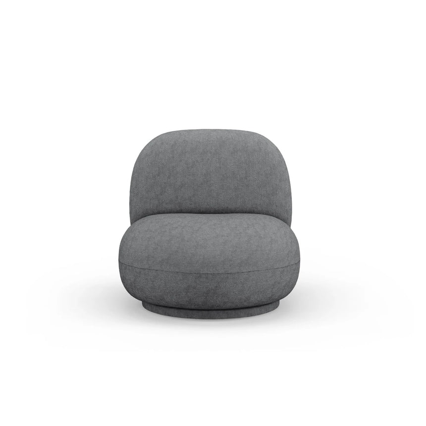 Chuck Sessel, drehbar, mit Bezug aus Chenille (PeHa80) in Hellgrau, 78x77 cm – Bild 1