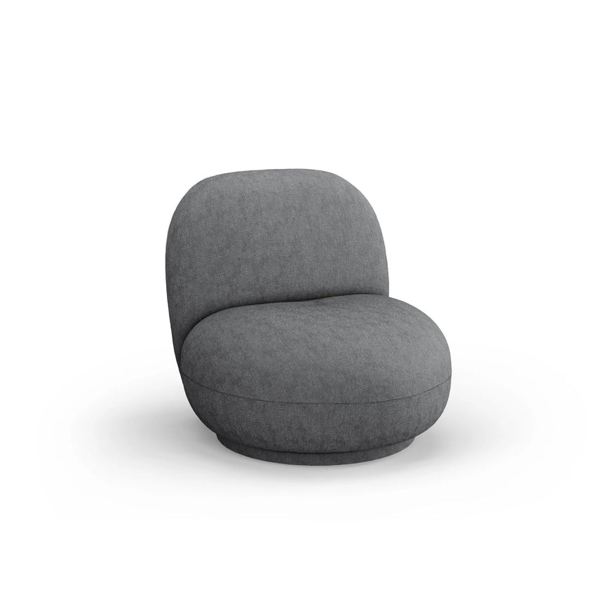 Chuck Sessel, drehbar, mit Bezug aus Chenille (PeHa80) in Hellgrau, 78x77 cm – Bild 3