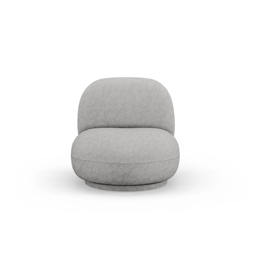 Chuck Sessel, drehbar, mit Bezug aus Chenille (PeHa85) in Silber, 78x77 cm – Bild 1