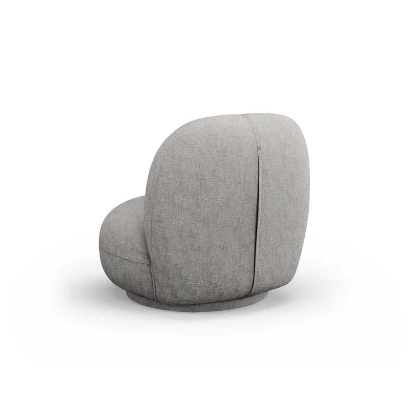 Chuck Sessel, drehbar, mit Bezug aus Chenille (PeHa85) in Silber, 78x77 cm – Bild 4
