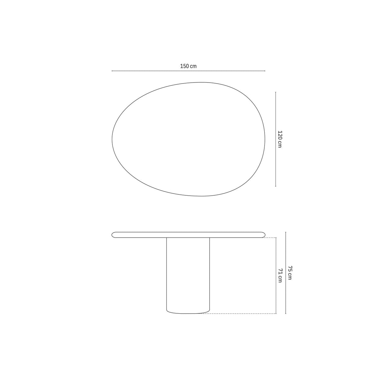 Daria Esstisch aus Beton, 150x120x75 cm – Bild 4