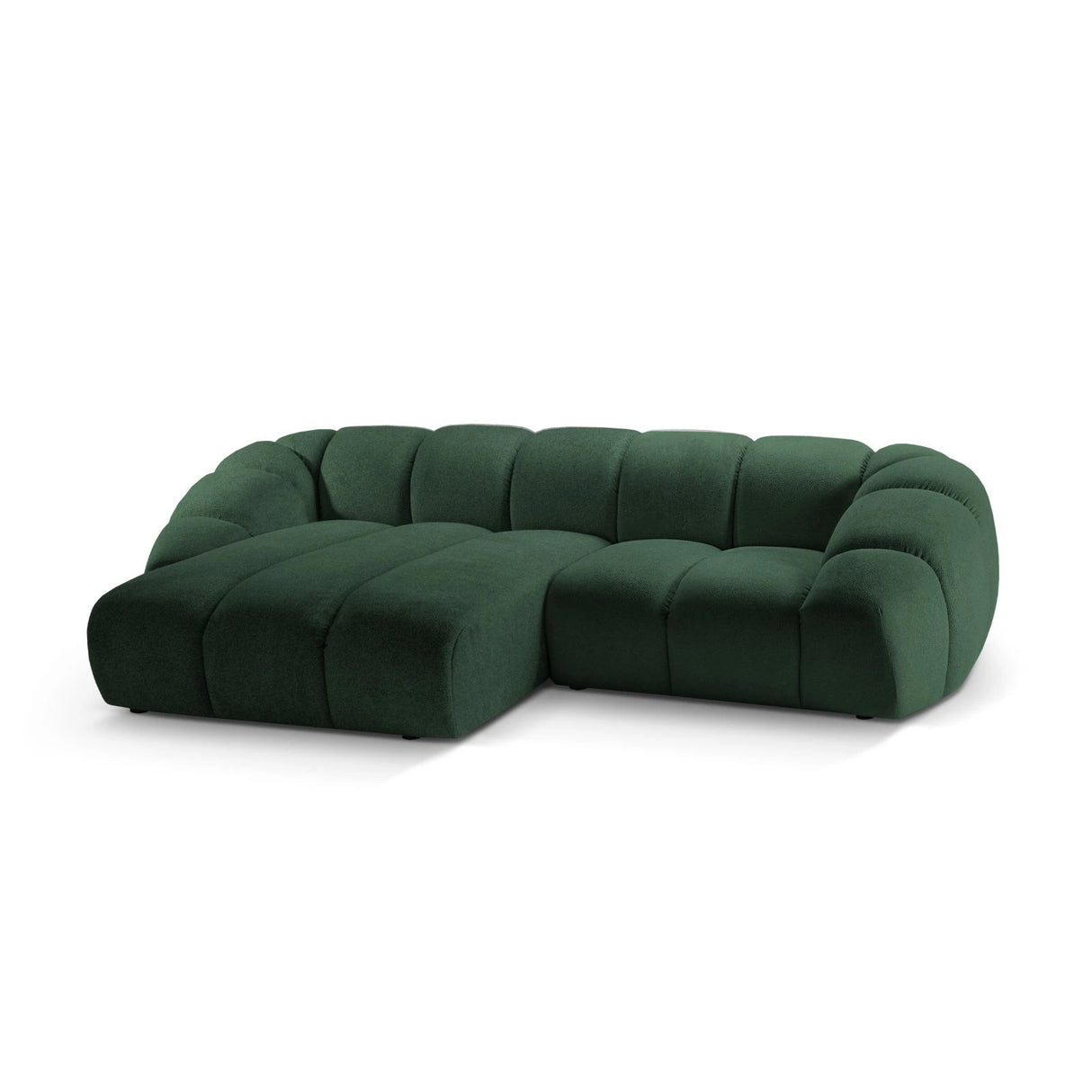 Diana 3-Sitzer Ecksofa Links, mit Bezug aus Strukturierter Stoff (Bub12) in Grün, 294x182 cm – Bild 4