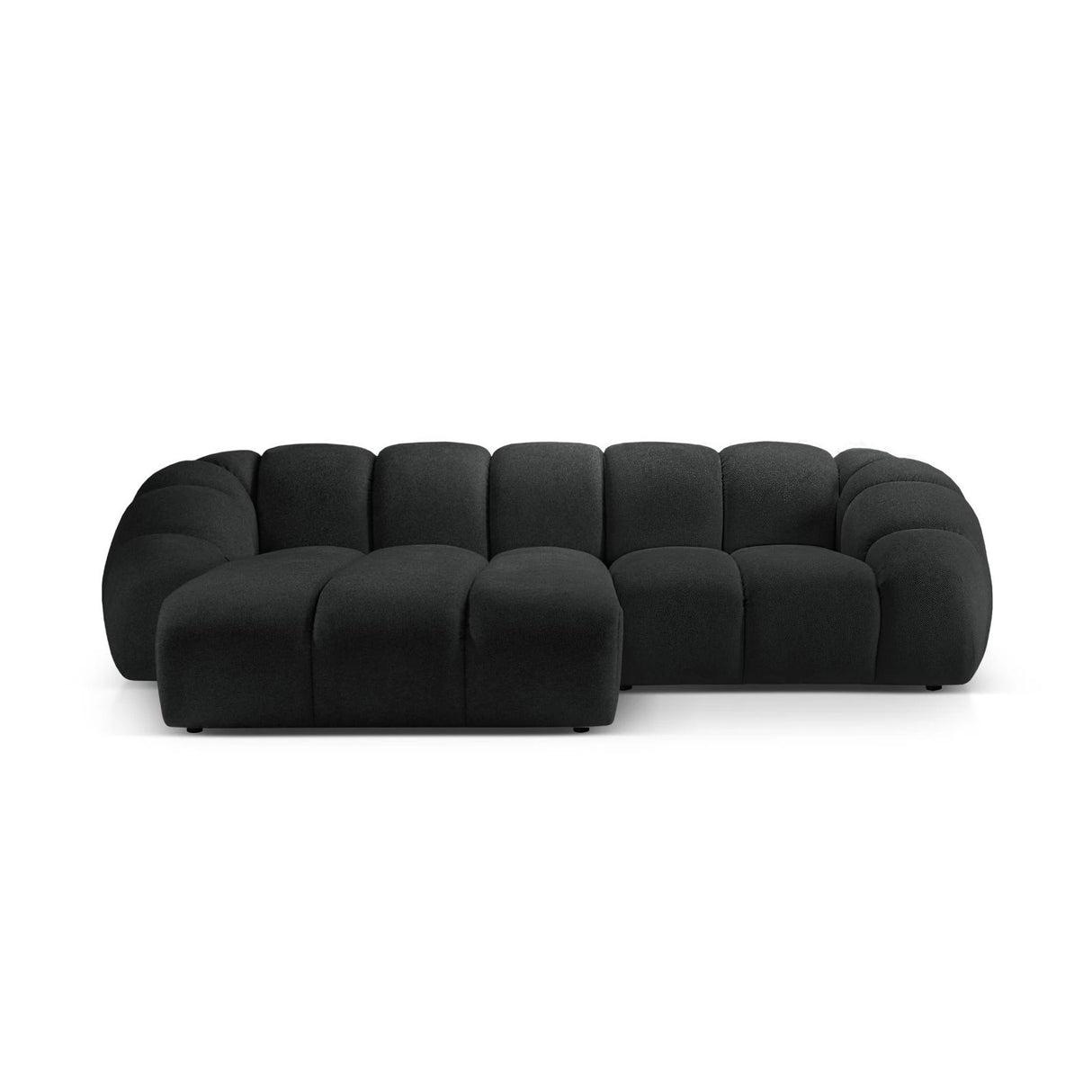 Diana 3-Sitzer Ecksofa Links, mit Bezug aus Strukturierter Stoff (Bub17) in Anthrazit, 294x182 cm – Bild 1