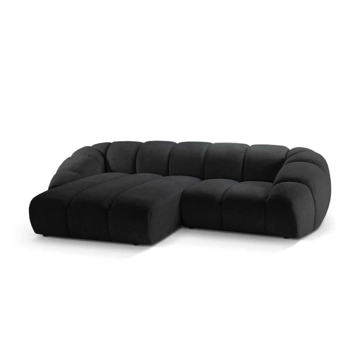 Diana 3-Sitzer Ecksofa Links, mit Bezug aus Strukturierter Stoff (Bub17) in Anthrazit, 294x182 cm – Bild 4