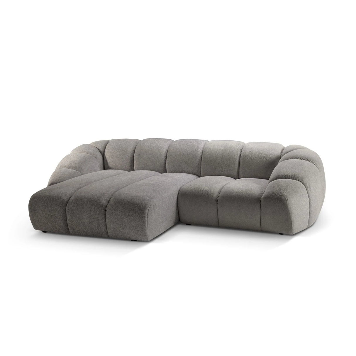 Diana 3-Sitzer Ecksofa Links, mit Bezug aus Strukturierter Stoff (Bub7) in Hellgrau, 294x182 cm – Bild 4