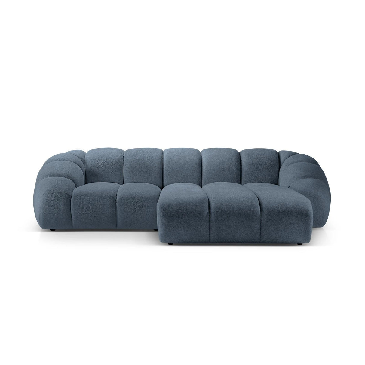 Diana 3-Sitzer Ecksofa Rechts, mit Bezug aus Strukturierter Stoff (Bub15) in Blau Jeans, 294x182 cm – Bild 1