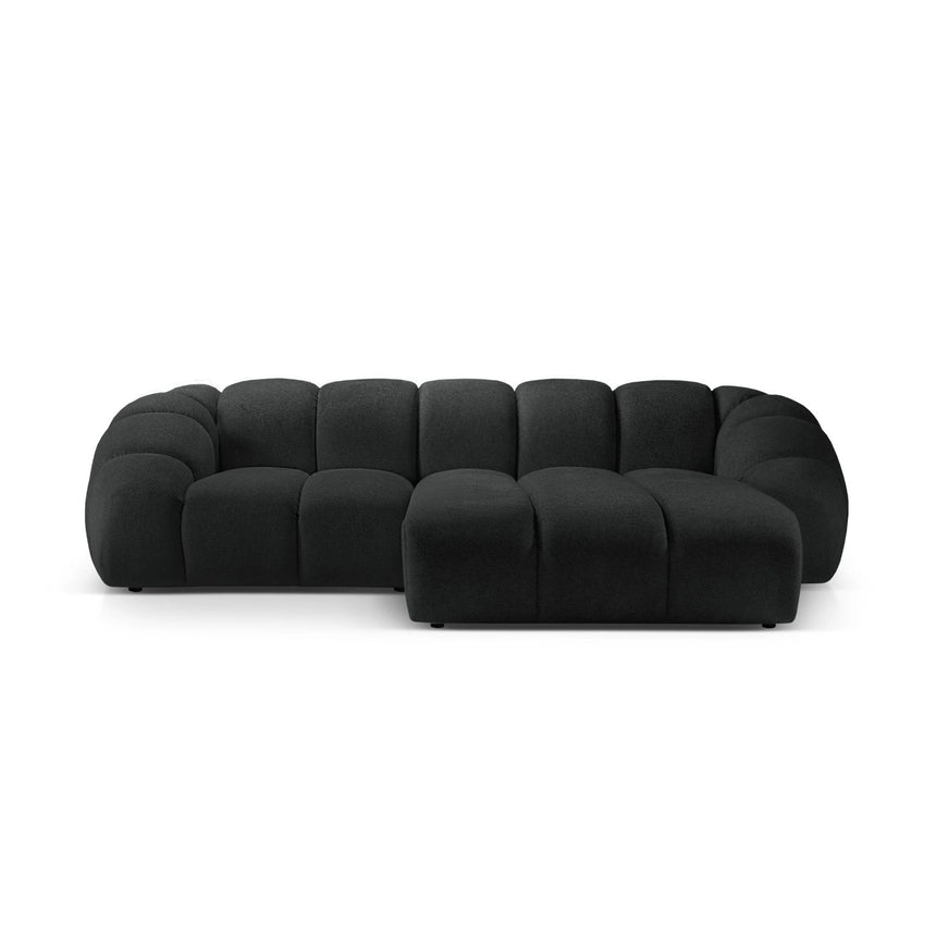 Diana 3-Sitzer Ecksofa Rechts, mit Bezug aus Strukturierter Stoff (Bub17) in Anthrazit, 294x182 cm – Bild 1