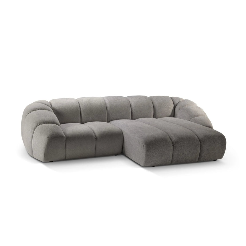 Diana 3-Sitzer Ecksofa Rechts, mit Bezug aus Strukturierter Stoff (Bub7) in Hellgrau, 294x182 cm – Bild 4