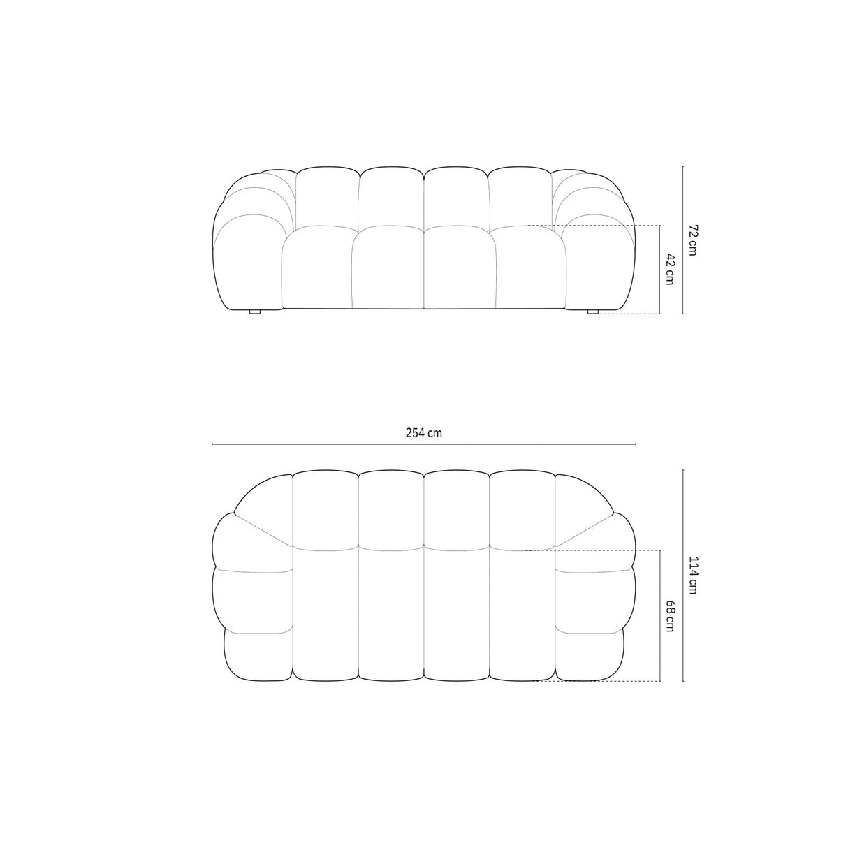 Diana 3-Sitzer Sofa mit Bezug aus Samt (Sal5) in Königsblau, 254x114 cm – Bild 2
