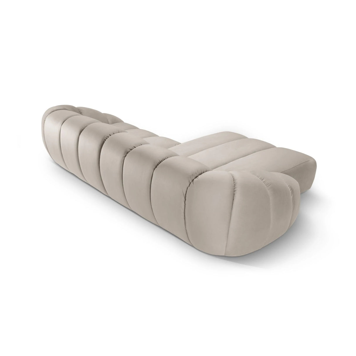 Diana 4-Sitzer Ecksofa Links, mit Bezug aus Samt (Sal1) in Beige, 334x182 cm – Bild 4