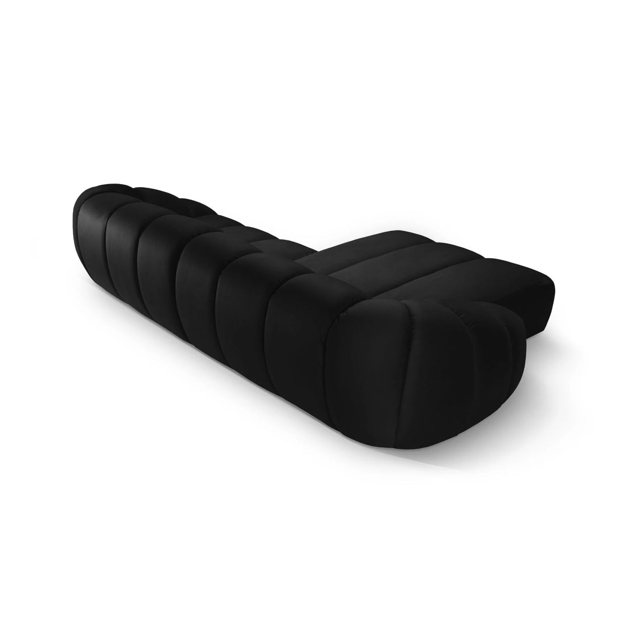 Diana 4-Sitzer Ecksofa Links, mit Bezug aus Samt (Sal19) in Schwarz, 334x182 cm – Bild 4
