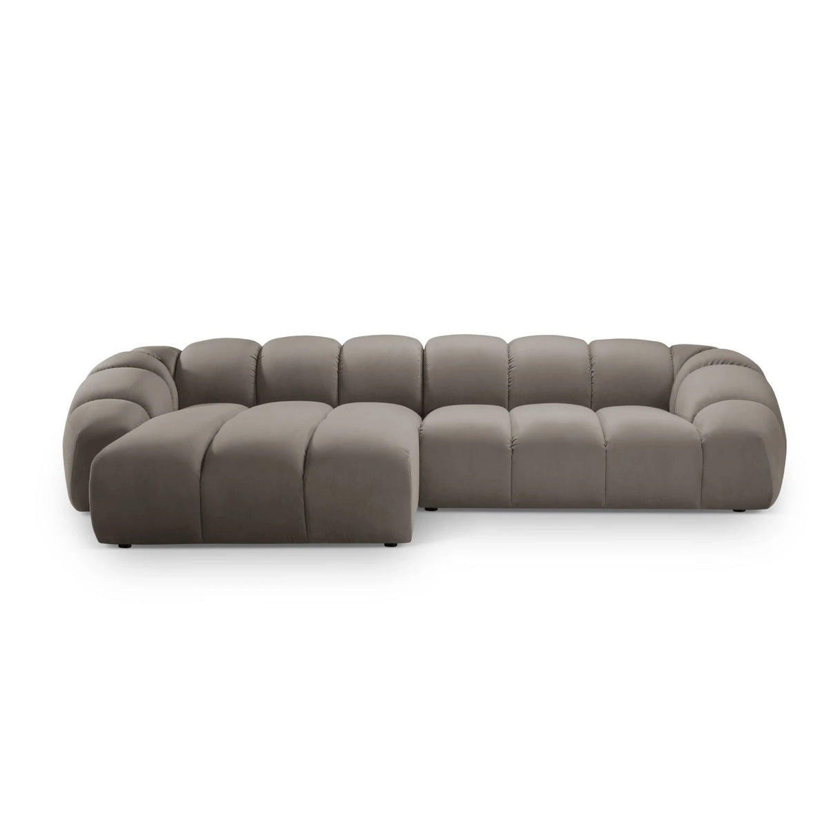Diana 4-Sitzer Ecksofa Links, mit Bezug aus Samt (Sal3) in Grey Brown, 334x182 cm – Bild 1