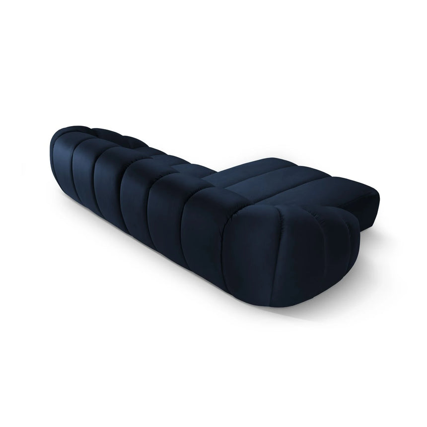 Diana 4-Sitzer Ecksofa Links, mit Bezug aus Samt (Sal5) in Königsblau, 334x182 cm – Bild 4