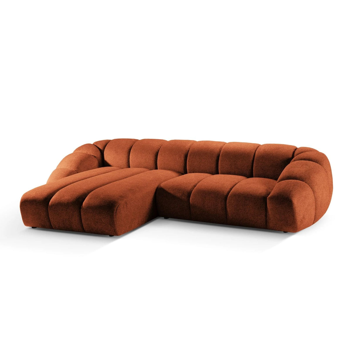 Diana 4-Sitzer Ecksofa Links, mit Bezug aus Strukturierter Stoff (Bub10) in Terrakotta, 334x182 cm – Bild 4