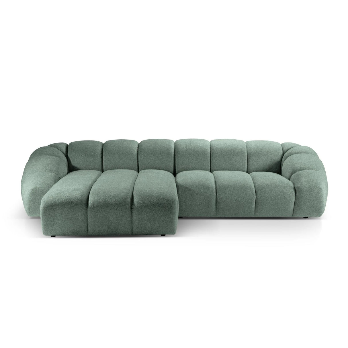 Diana 4-Sitzer Ecksofa Links, mit Bezug aus Strukturierter Stoff (Bub13) in Mint, 334x182 cm – Bild 1