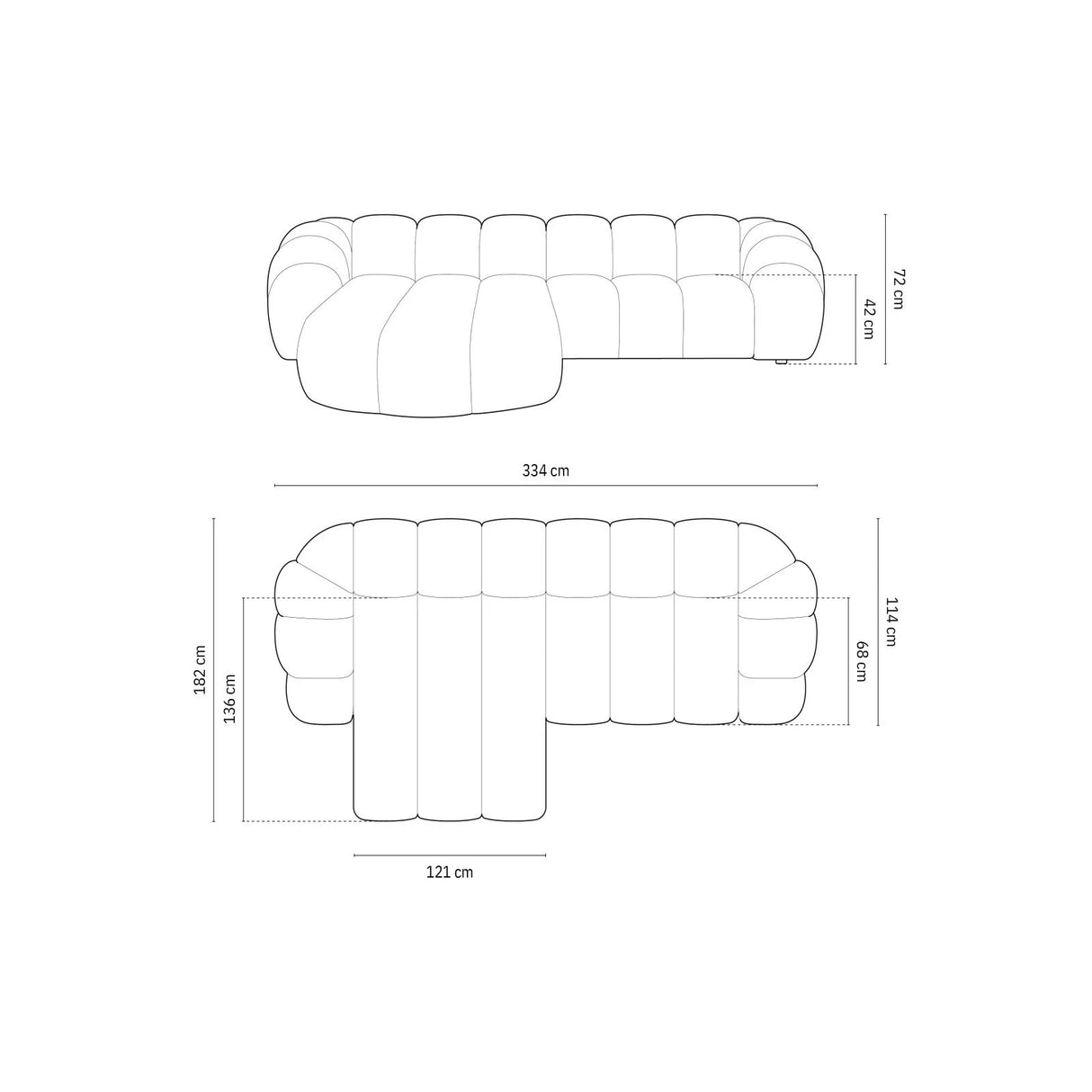Diana 4-Sitzer Ecksofa Links, mit Bezug aus Strukturierter Stoff (Bub13) in Mint, 334x182 cm – Bild 3
