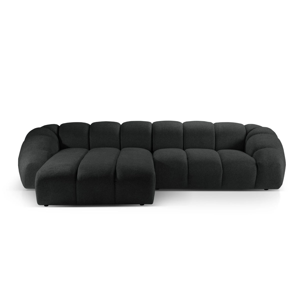 Diana 4-Sitzer Ecksofa Links, mit Bezug aus Strukturierter Stoff (Bub17) in Anthrazit, 334x182 cm – Bild 1