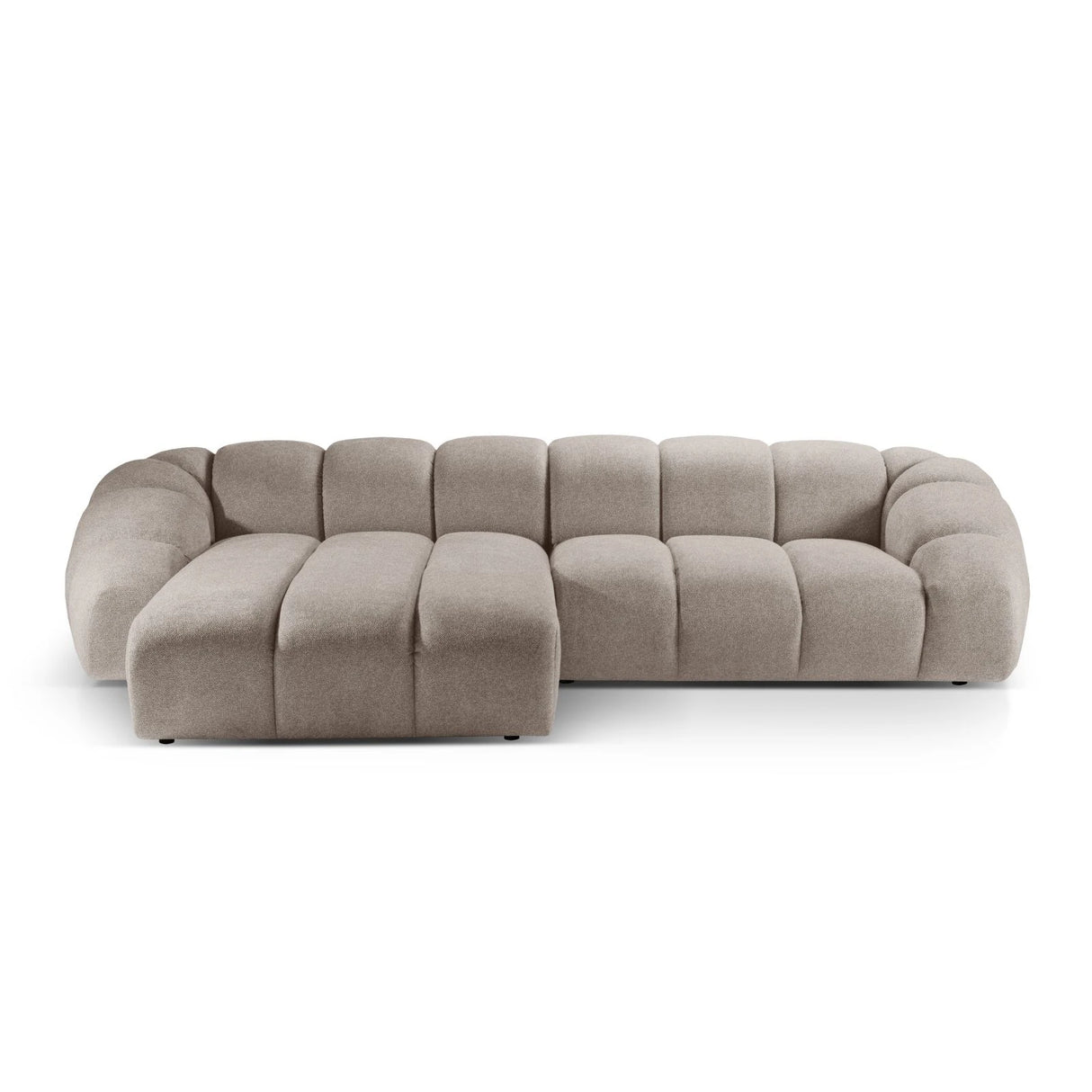 Diana 4-Sitzer Ecksofa Links, mit Bezug aus Strukturierter Stoff (Bub3) in Dunkelbeige, 334x182 cm – Bild 1