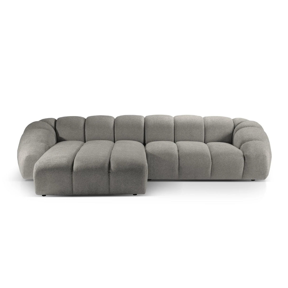 Diana 4-Sitzer Ecksofa Links, mit Bezug aus Strukturierter Stoff (Bub7) in Hellgrau, 334x182 cm – Bild 1
