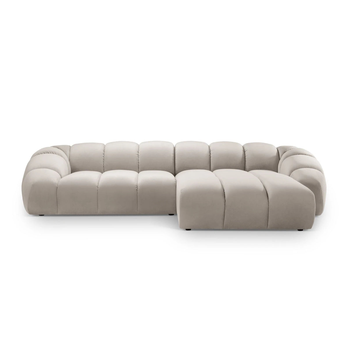 Diana 4-Sitzer Ecksofa Rechts, mit Bezug aus Samt (Sal1) in Beige, 334x182 cm – Bild 1