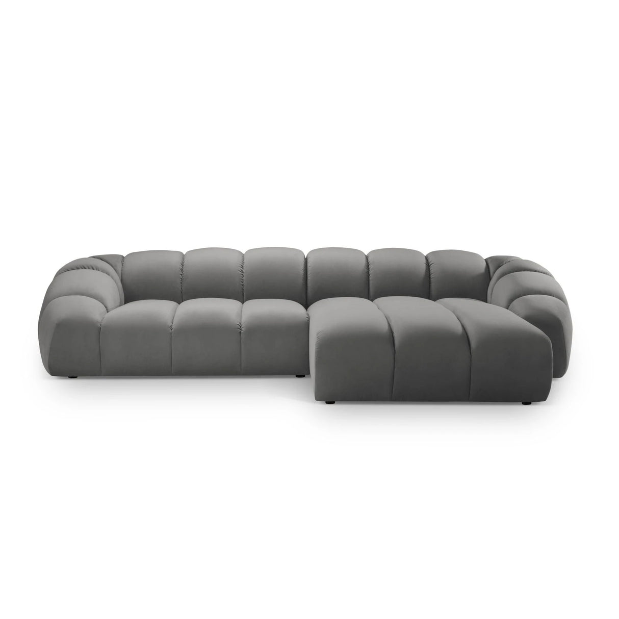 Diana 4-Sitzer Ecksofa Rechts, mit Bezug aus Samt (Sal17) in Grau, 334x182 cm – Bild 1