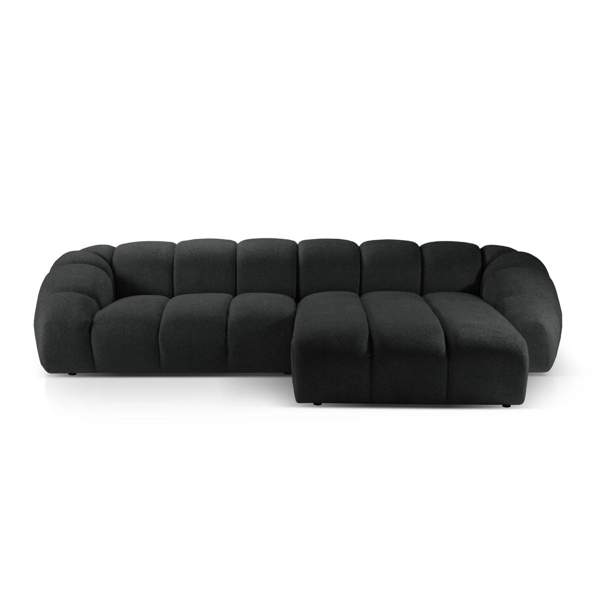 Diana 4-Sitzer Ecksofa Rechts, mit Bezug aus Strukturierter Stoff (Bub17) in Anthrazit, 334x182 cm – Bild 1