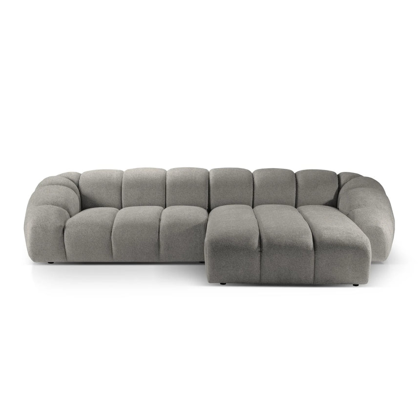 Diana 4-Sitzer Ecksofa Rechts, mit Bezug aus Strukturierter Stoff (Bub7) in Hellgrau, 334x182 cm – Bild 1