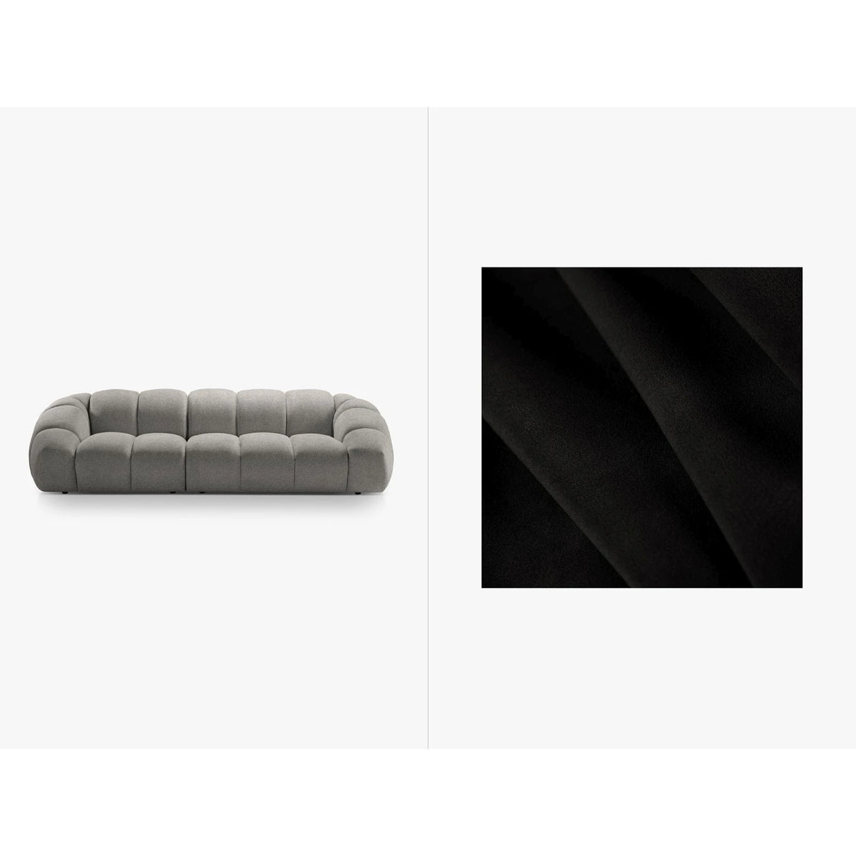 Diana 4-Sitzer Sofa mit Bezug aus Samt (Sal19) in Schwarz, 294x114 cm – Bild 1