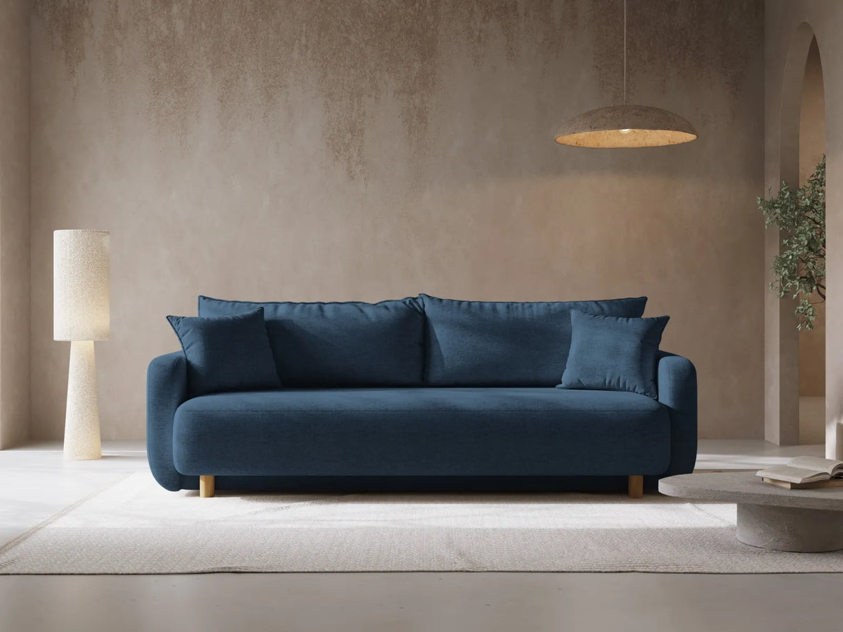 Elen 3-Sitzer Sofa mit Schlaffunktion, aus Strukturierter Stoff (Win77) in Marineblau, 231x106 cm – Bild 2