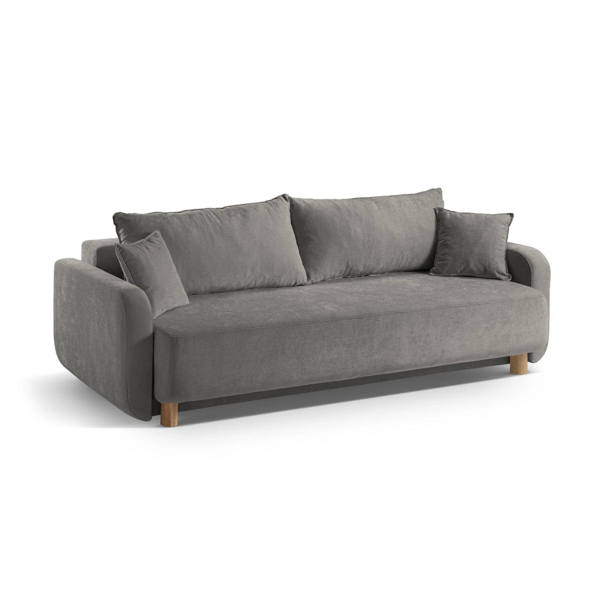 Elen 3-Sitzer Sofa mit Schlaffunktion, aus Strukturierter Stoff (Win90) in Grau, 231x106 cm – Bild 4