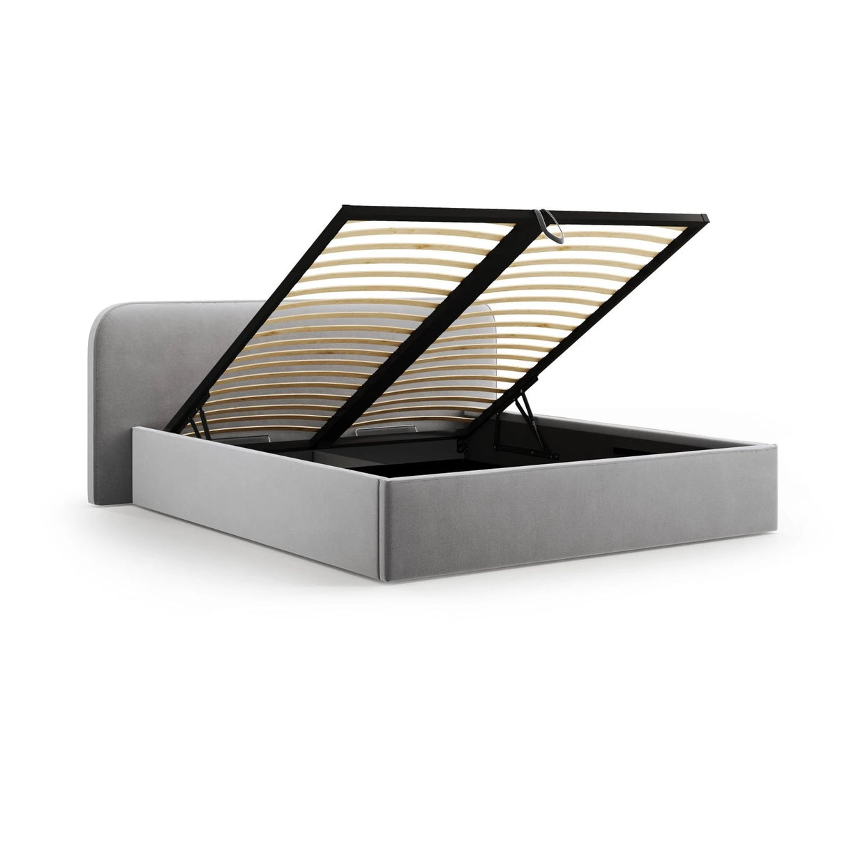 Elizabeth Bett mit Stauraum und Kopfteil in Samt (PorAsh) in Hellgrau, 180x200 cm – Bild 6