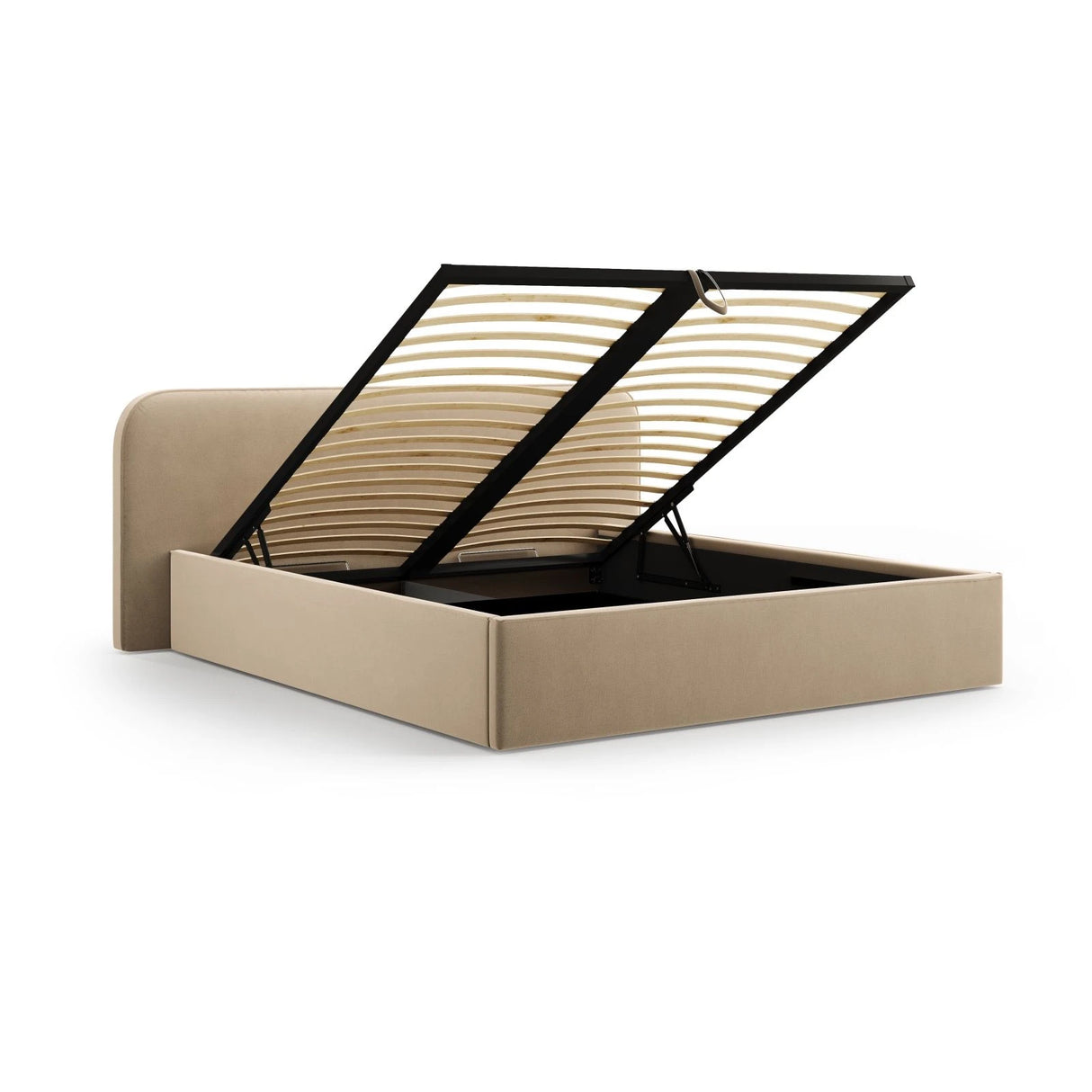 Elizabeth Bett mit Stauraum und Kopfteil in Samt (PorTau) in Sand, 140x200 cm – Bild 6