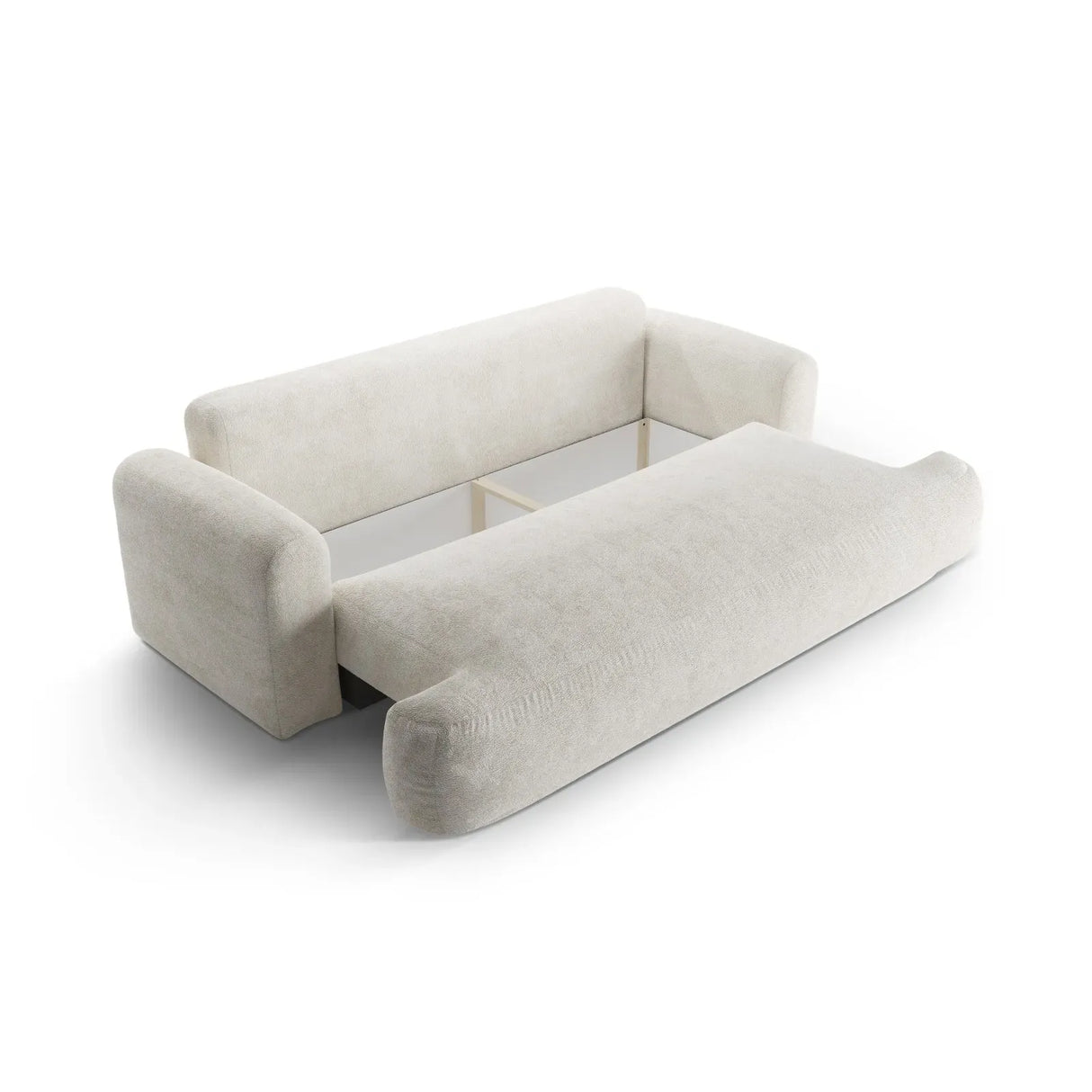 Ella 3-Sitzer Sofa mit Schlaffunktion und Bettkasten Bezug aus Samt, Strukturstoff oder Boucle, 253x108 cm - ZEN ZONE Furniture