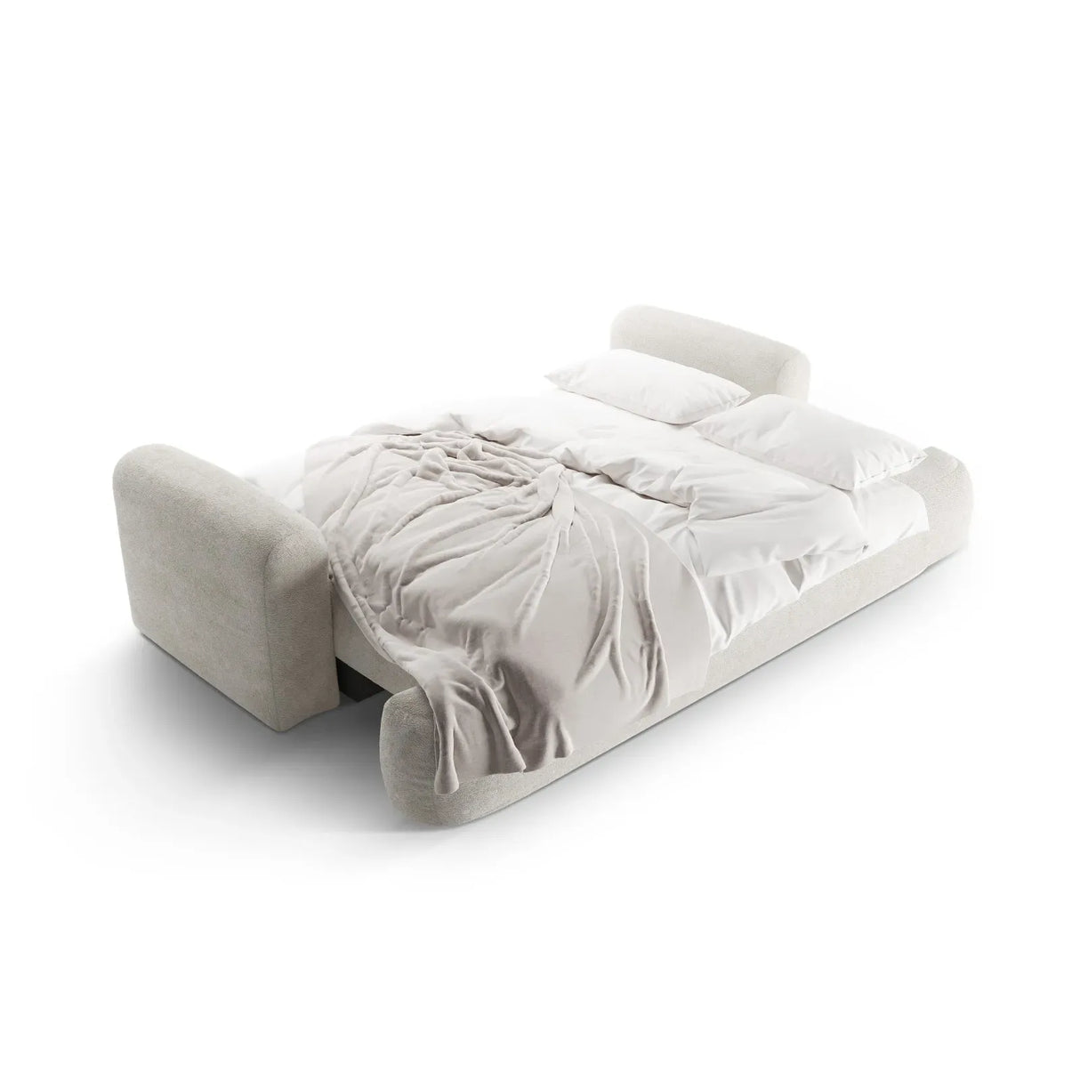 Ella 3-Sitzer Sofa mit Schlaffunktion und Bettkasten Bezug aus Samt, Strukturstoff oder Boucle, 253x108 cm - ZEN ZONE Furniture