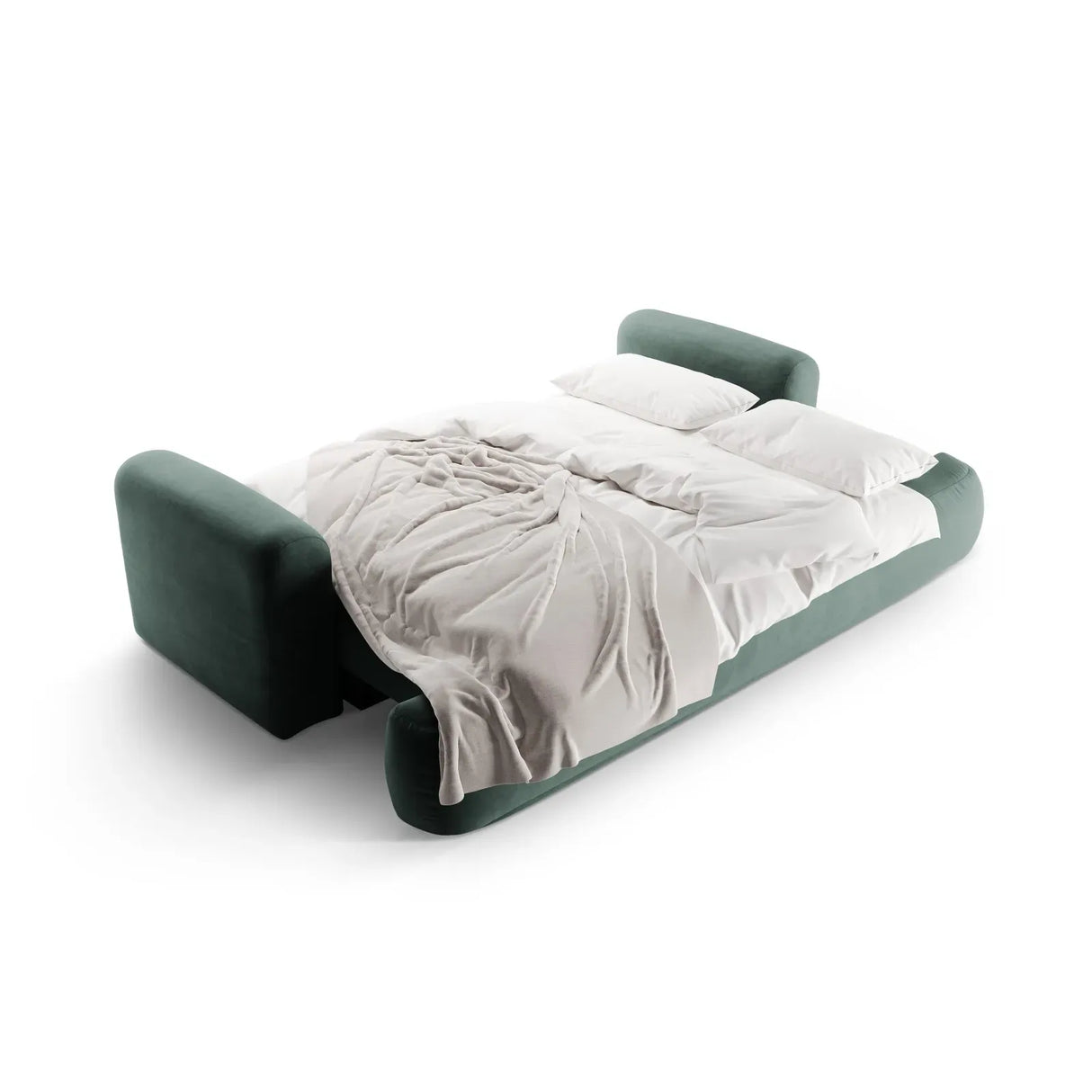 Ella 3-Sitzer Sofa mit Schlaffunktion und Bettkasten Bezug aus Samt, Strukturstoff oder Boucle, 253x108 cm - ZEN ZONE Furniture