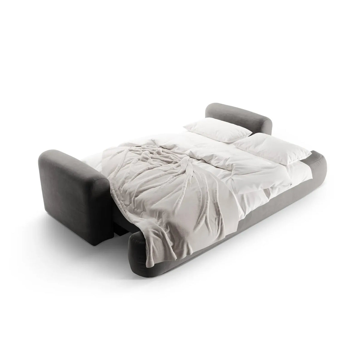 Ella 3-Sitzer Sofa mit Schlaffunktion und Bettkasten Bezug aus Samt, Strukturstoff oder Boucle, 253x108 cm - ZEN ZONE Furniture