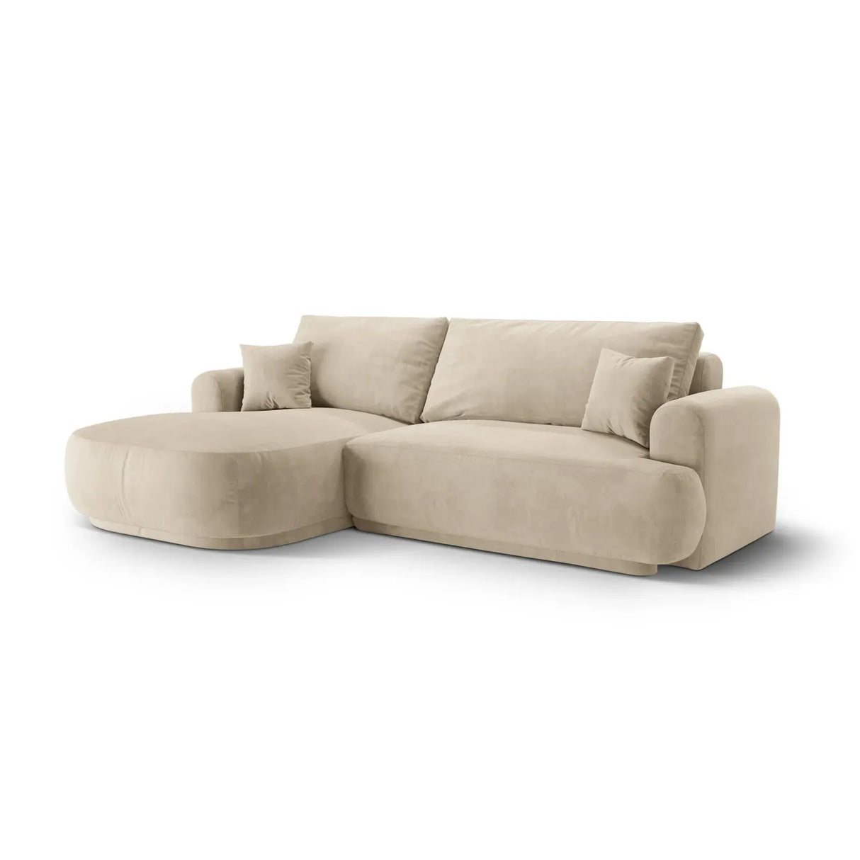 Ella 4-Sitzer Ecksofa Links mit Schlaffunktion und Bettkasten Bezug aus Samt, Strukturstoff oder Boucle, 271x174 cm - ZEN ZONE Furniture