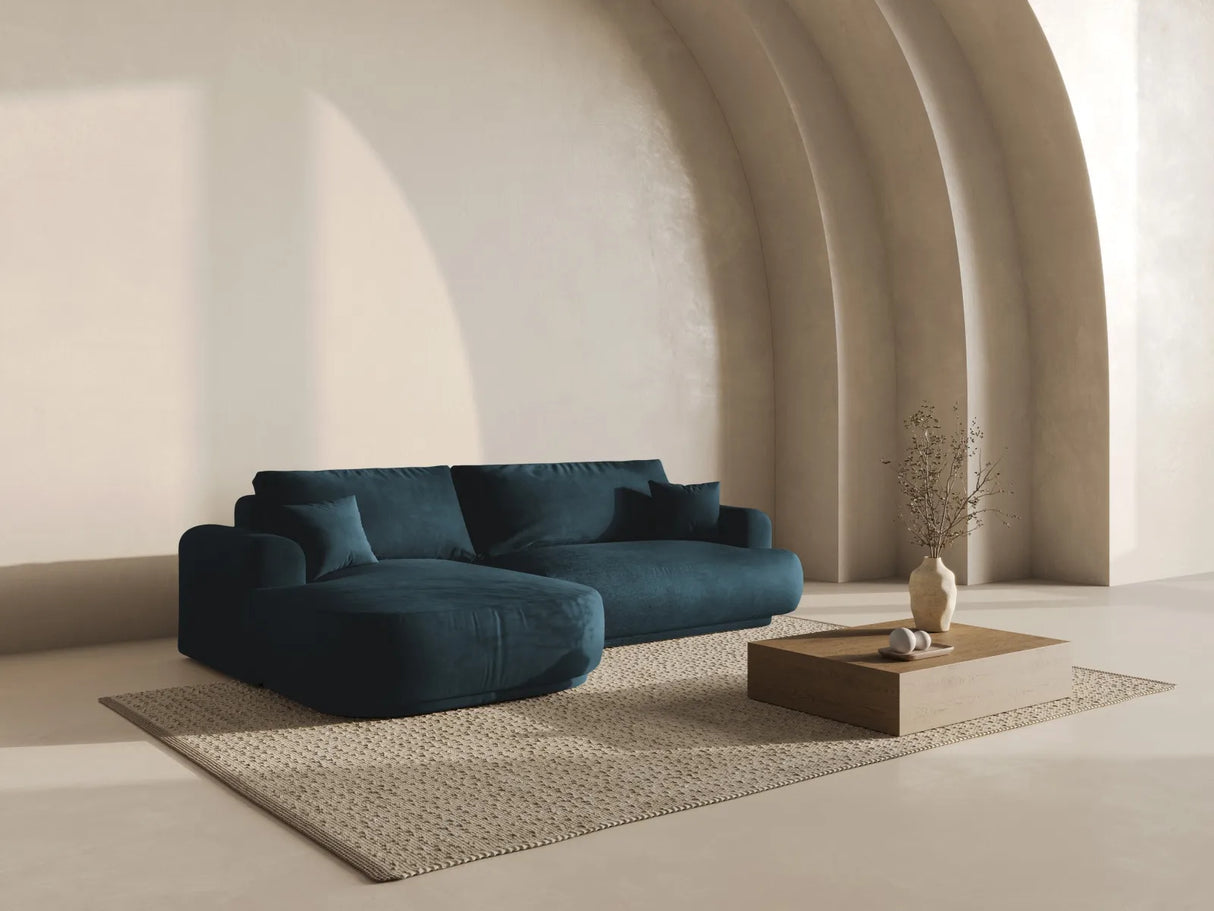 Ella 4-Sitzer Ecksofa Links mit Schlaffunktion und Bettkasten mit Bezug aus Samt (Vog13) in Deep Petrol, 271x174 cm – Bild 8