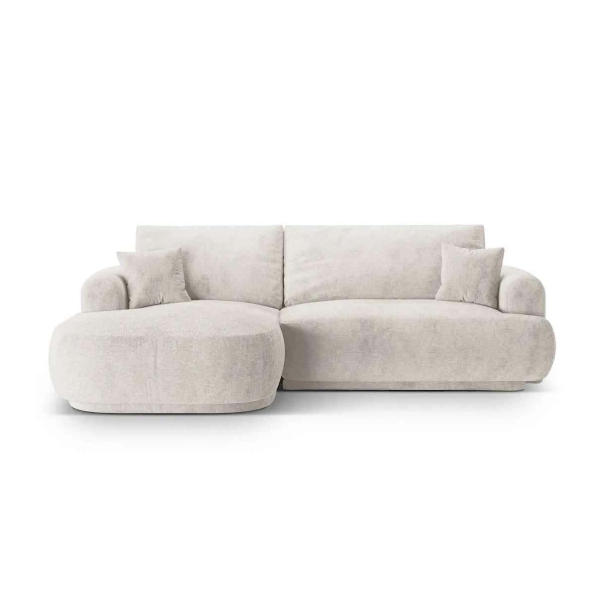 Ella 4-Sitzer Ecksofa Links mit Schlaffunktion und Bettkasten Bezug aus Samt, Strukturstoff oder Boucle, 271x174 cm - ZEN ZONE Furniture