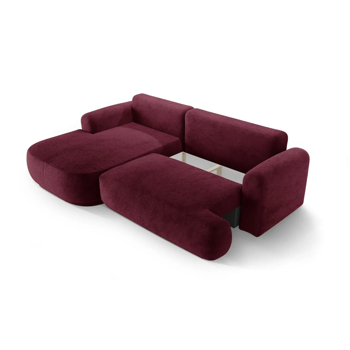 Ella 4-Sitzer Ecksofa Links mit Schlaffunktion und Bettkasten Bezug aus Samt, Strukturstoff oder Boucle, 271x174 cm - ZEN ZONE Furniture