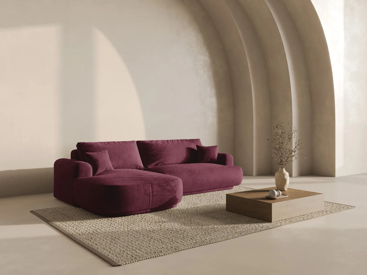 Ella 4-Sitzer Ecksofa Links mit Schlaffunktion und Bettkasten mit Bezug aus Strukturierter Stoff (Sor59) in Burgundy, 271x174 cm – Bild 8