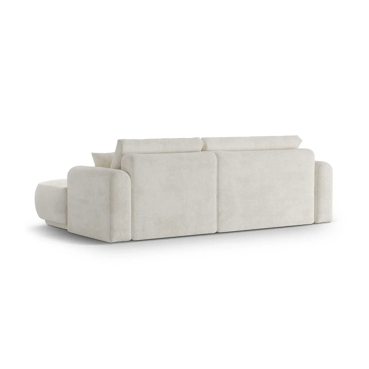 Ella 4-Sitzer Ecksofa Rechts mit Schlaffunktion und Bettkasten Bezug aus Samt, Strukturstoff oder Boucle, 271x174 cm - ZEN ZONE Furniture