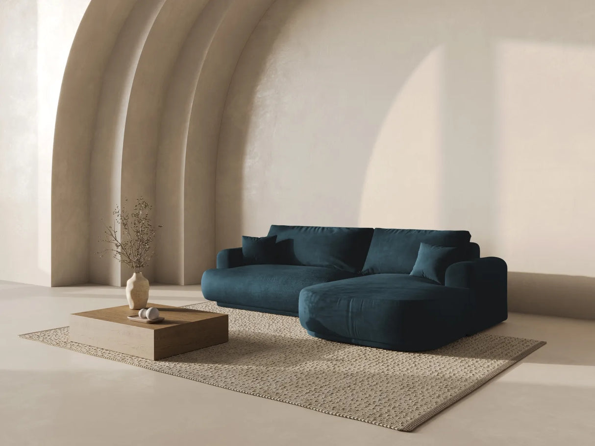 Ella 4-Sitzer Ecksofa Rechts mit Schlaffunktion und Bettkasten Bezug aus Samt (Vog13) in Deep Petrol, 271x174 cm – Bild 8