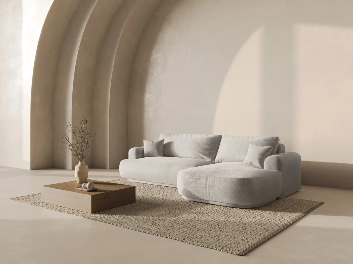 Ella 4-Sitzer Ecksofa Rechts mit Schlaffunktion und Bettkasten Bezug aus Strukturierter Stoff (Sor03) in Beige, 271x174 cm – Bild 8